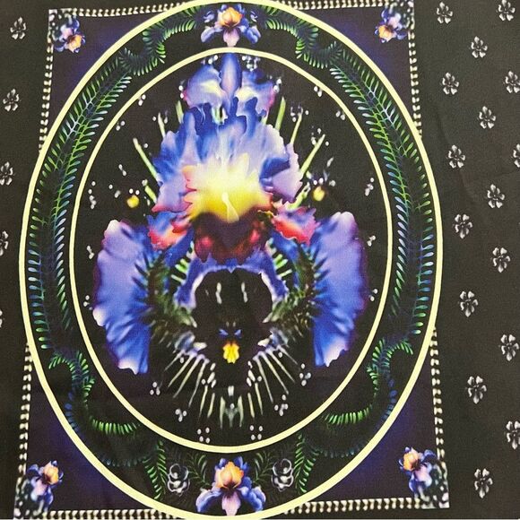 MIX & CHIC PURPLE IRIS BLACK FLORAL PRINT UNIQUE Mini dress Top  CLASSY - Picture 9 of 12